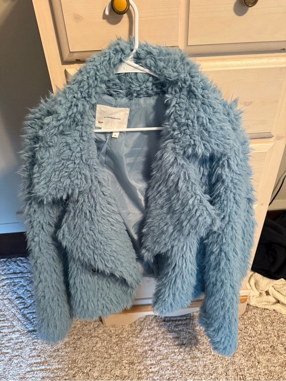 Anthropologie Light Blue Faux Fur Jacket